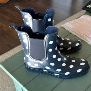 crown & ivy Navy Blue Polka Dot Rain & Snow Boots